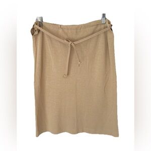 Ralph Lauren Tan cotton Pencil Skirt with Tie Front LARGE